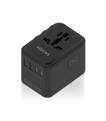 Cargador De Pared Universal GaN Aisens ASPS-2A2C08-BK  Toma De Corriente Universal  2xUSB Tipo-C  2xUSB  25W