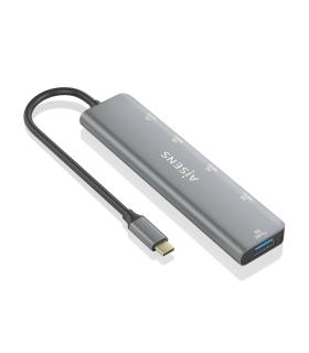 Hub USB Tipo-C Aisens A109-0857  3xUSB  1xUSB Tipo-C  1xUSB Tipo-C PD  Gris