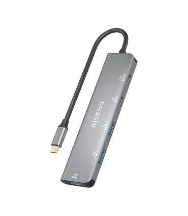 Hub USB Tipo-C Aisens A109-0857  3xUSB  1xUSB Tipo-C  1xUSB Tipo-C PD  Gris