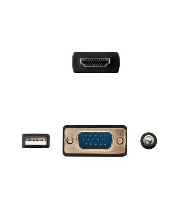 Cable Conversor Nanocable 10.15.4350  HDMI Macho - VGA Macho - Jack 3.5 Macho - USB Macho  1.8m  Negro