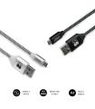 SUBBLIM PACK 2 CABLES USB A MICRO USB (2.4A) 1M BLACK/SILVER