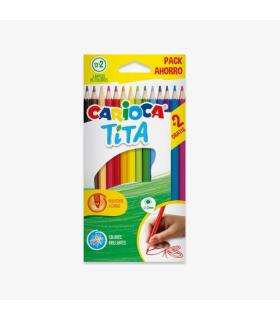CAJA 12+2 LAPICES COLORES SURTIDOS RESINA TITA CARIOCA 43878