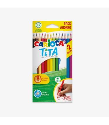 CAJA 12+2 LAPICES COLORES SURTIDOS RESINA TITA CARIOCA 43878