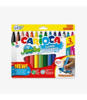CAJA 12+2 ROTULADORES COLORES SURTIDOS JUMBO SUPERLAVABLE CARIOCA 40567