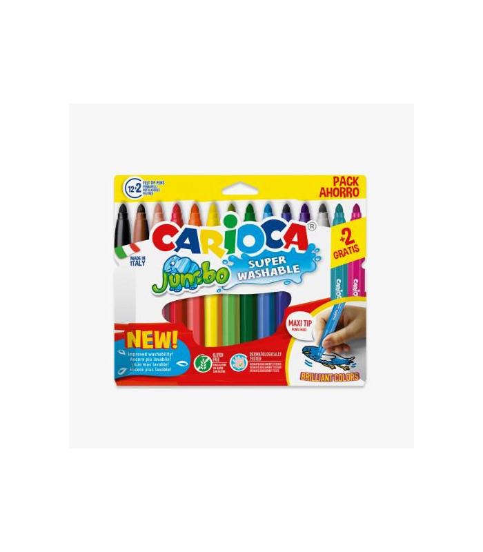 CAJA 12+2 ROTULADORES COLORES SURTIDOS JUMBO SUPERLAVABLE CARIOCA 40567