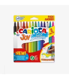 CAJA 12+2 ROTULADORES COLORES SURTIDOS JOY SUPERLAVABLE CARIOCA 40533