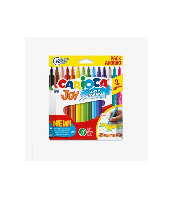 CAJA 12+2 ROTULADORES COLORES SURTIDOS JOY SUPERLAVABLE CARIOCA 40533