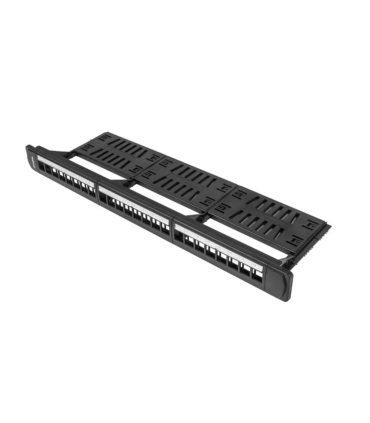 PATCH PANEL LANBERG 24 PUERTOS 1U RACK 19 ORGANIZADOR MODULOS KEYSTONE NEGRO