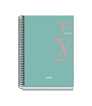 AGENDA ESCOLAR 2025-2026 TAMAO A5 TAPA CARTON FORRADO SEMANA VISTA MODELO SYSTEM BASIC VERDE DOHE 52058