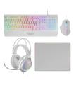 Pack Gaming Mars Gaming MCP124PROWES/ Teclado + Ratn Ptico + Auriculares + Alfombrilla/ Blanco