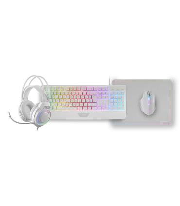 Pack Gaming Mars Gaming MCP124PROWES  Teclado + Ratn Ptico + Auriculares + Alfombrilla  Blanco