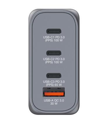 Cargador De Pared Universal GaN Verbatim GNC-100  3xUSB Tipo-C  1xUSB  100W