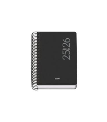 AGENDA ESCOLAR 2025-2026 TAMAO A6 TAPA CARTON FORRADO DA PGINA MODELO ESENCIAL BASIC NEGRO DOHE 52079