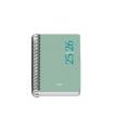 AGENDA ESCOLAR 2025-2026 TAMAO A6 TAPA CARTON FORRADO DA PGINA MODELO ESENCIAL BASIC VERDE DOHE 52078