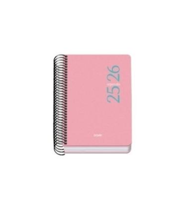 AGENDA ESCOLAR 2025-2026 TAMAO A6 TAPA CARTON FORRADO DA PGINA MODELO ESENCIAL BASIC ROSA DOHE 52077