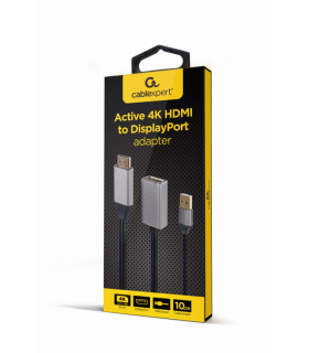 ADAPTADOR GEMBIRD  ACTIVO 4K HDMI MACHO A DISPLAYPORT HEMBRA NEGRO