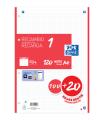 RECAMBIO COLOR 1 A4  100+20 HOJAS 5X5 ROJO 90GRS OXFORD 400158162