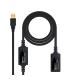 Cable Alargador USB 2.0 Nanocable 10.01.0213  USB Macho - USB Hembra  15m  Negro