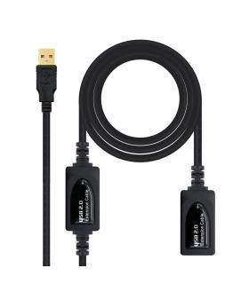 Cable Alargador USB 2.0 Nanocable 10.01.0213  USB Macho - USB Hembra  15m  Negro
