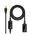 Cable Alargador USB 2.0 Nanocable 10.01.0213/ USB Macho - USB Hembra/ 15m/ Negro
