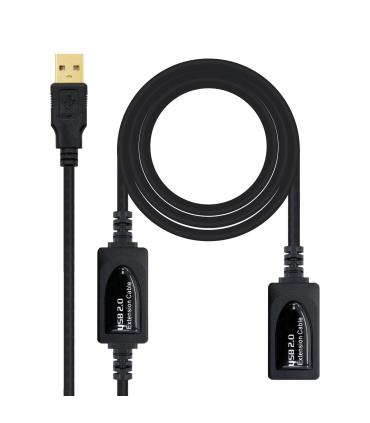 Cable Alargador USB 2.0 Nanocable 10.01.0213  USB Macho - USB Hembra  15m  Negro