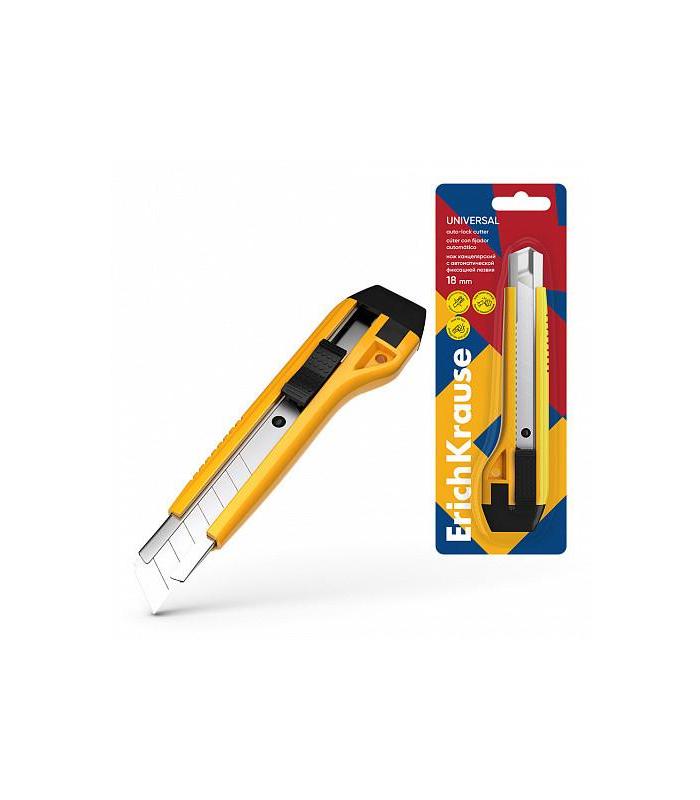 BLISTER CUTTER ESTRECHO 9MM GUIA METLICA Y AUTOBLOQUEO ABS AMARILLO ERICH KRAUSE 19150.