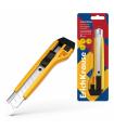BLISTER CUTTER ESTRECHO 9MM GUIA METLICA Y AUTOBLOQUEO ABS AMARILLO ERICH KRAUSE 19150.