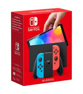 Nintendo Switch Versin OLED Azul Nen Rojo Nen  Incluye Base  2 Mandos Joy-Con