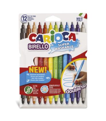 CAJA 12 ROTULADORES COLORES DOBLE PUNTA BIRELLO CARIOCA 42753CARIOCA
