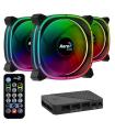 Pack 3 Ventiladores Aerocool Astro 12 Pro/ 12cm + H66F HUB + Mando A Distancia
