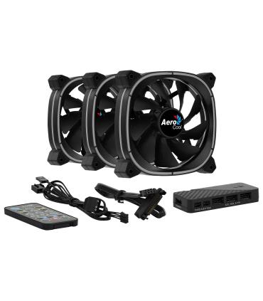 Pack 3 Ventiladores Aerocool Astro 12 Pro  12cm + H66F HUB + Mando A Distancia