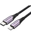 Cable USB 2.0 Tipo-C Lightning Vention TACVF/ USB Tipo-C Macho - Lightning Macho/ Hasta 27W/ 480Mbps/ 1m/ Morado
