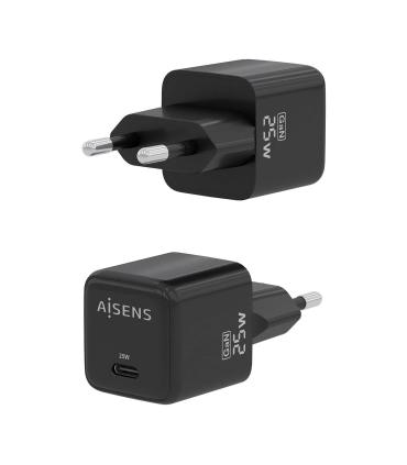 Cargador De Pared GaN Aisens ASCH-25W1P013-BK  1xUSB Tipo-C  25W