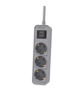 Regleta con Interruptor Philips CHP2134G/ 3 Tomas de corriente/ Cable 1.5m/ Gris