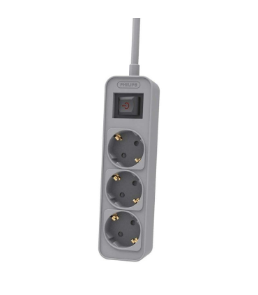 Regleta con Interruptor Philips CHP2134G/ 3 Tomas de corriente/ Cable 1.5m/ Gris