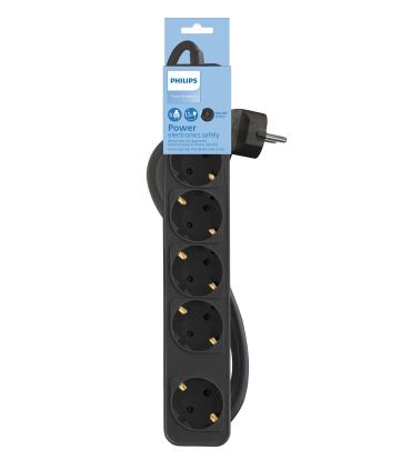 Regleta Con Interruptor Philips CHP2154B 10  5 Tomas De Corriente  Cable 1.5m  Negro