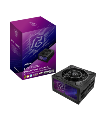 FUENTE ALIMENTACION ASROCK PG-750G,PSU,750W,80 PLUS GOLD/A,135MM,MODULAR,PCI-E 5.1 (12+4pin)x1,PCI-E (6+2 pin)x3,SATA (5 pin)x9