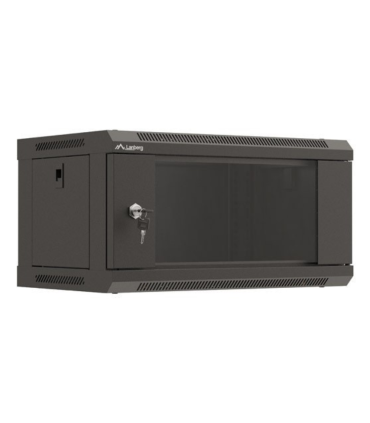 ARMARIO LANBERG MURAL RACK 19\" 4U 540X350 FLAT PACK NEGRO PUERTA CRISTAL