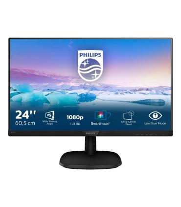 Philips Monitor V-line 243V7QDSB 00 LED 24" (23.8" Visible) 1920 X 1080 Full HD (1080p) HDMI, DVI-D, VGA,  Negro Con Textura
