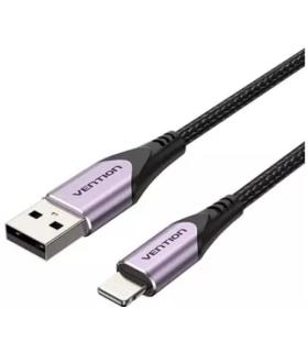 Cable USB 2.0 Lightning Vention LABVF/ USB Macho - Lightning Macho/ Hasta 12W/ 480Mbps/ 1m/ Morado