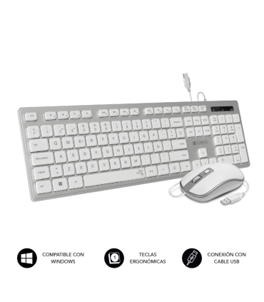 COMBO TECLADO RATON SUBBLIM WIRED ERGO KEYS SILENT FLAT HQ SILVER