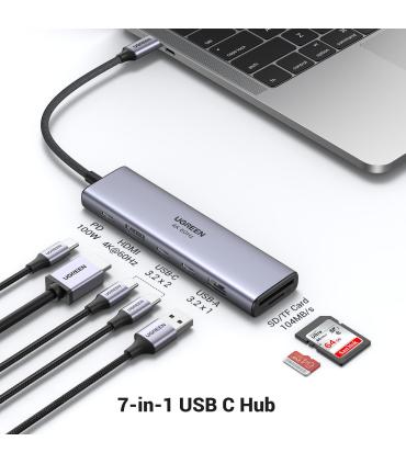 HUB UGREEN 7EN1 USB-C A HDMI 2XUSB-C USB-A SD TF