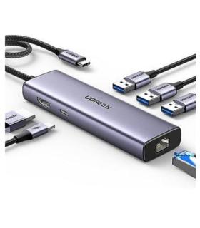 HUB UGREEN 6EN1 USB-C A HDMI   3XUSB-A   RJ45   PD