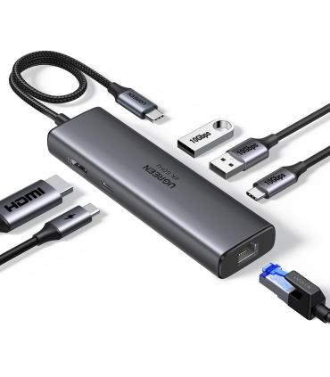 HUB UGREEN 6EN1 USB-C A HDMI 2XUSB-A USB-C RJ45 PD