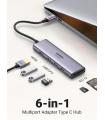 HUB UGREEN 6EN1 USB-C A HDMI + 3XUSB-A + SD/TF