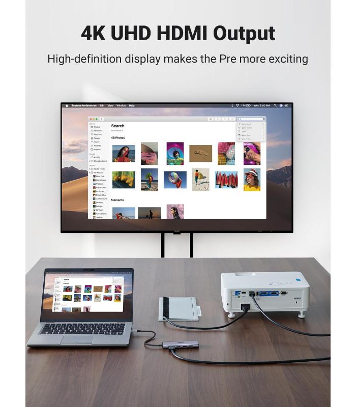 HUB UGREEN 6EN1 USB-C A HDMI + 3XUSB-A + SD TF
