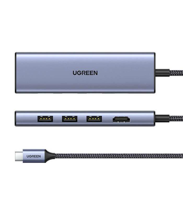 HUB UGREEN 6EN1 USB-C A HDMI + 3XUSB-A + SD TF