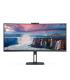 Monitor Profesional Curvo Ultrapanormico AOC CU34V5CW BK 34'  UWQHD  Webcam  Multimedia  Regulable En Altura  Negro