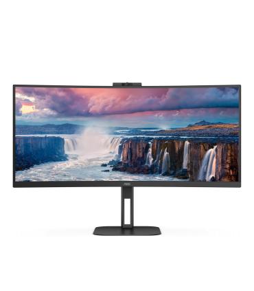 Monitor Profesional Curvo Ultrapanormico AOC CU34V5CW BK 34'  UWQHD  Webcam  Multimedia  Regulable En Altura  Negro