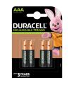 Pack De 4 Pilas AAA Duracell HR3-B/ 1.2V/ Recargables